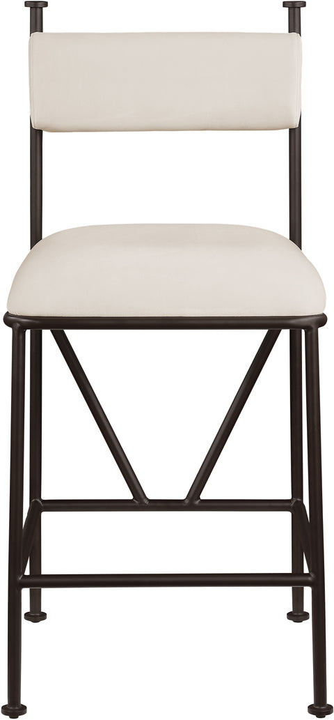 Camden Cream Velvet Performance Fabric Upholstered Counter Stool, 2-Piece
