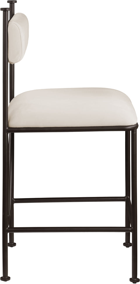 Camden Cream Velvet Performance Fabric Upholstered Counter Stool, 2-Piece