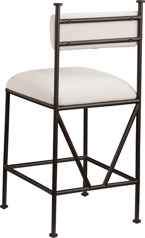 Camden Cream Velvet Performance Fabric Upholstered Counter Stool, 2-Piece