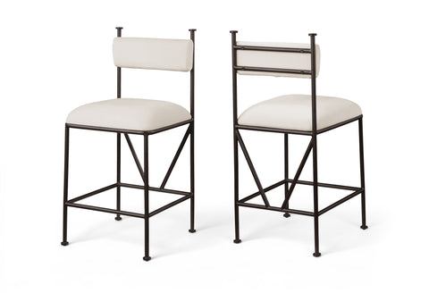 Camden Cream Velvet Performance Fabric Upholstered Counter Stool, 2-Piece