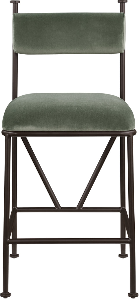 Camden Green Velvet Performance Fabric Upholstered Counter Stool, 2-Piece
