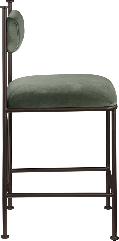Camden Green Velvet Performance Fabric Upholstered Counter Stool, 2-Piece