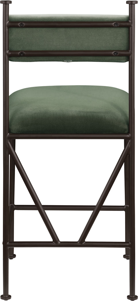 Camden Green Velvet Performance Fabric Upholstered Counter Stool, 2-Piece