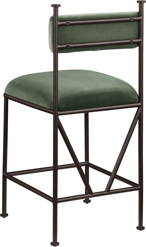 Camden Green Velvet Performance Fabric Upholstered Counter Stool, 2-Piece