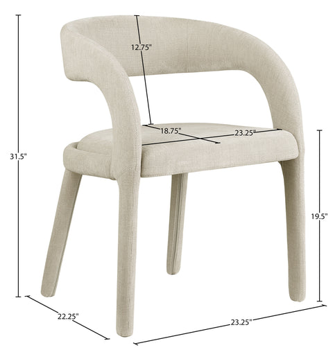 Quinn Beige Linen Textured Performance Fabric Upholstered Dining Chair, 2-Piece