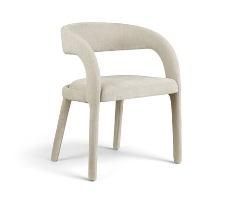 Quinn Beige Linen Textured Performance Fabric Upholstered Dining Chair, 2-Piece