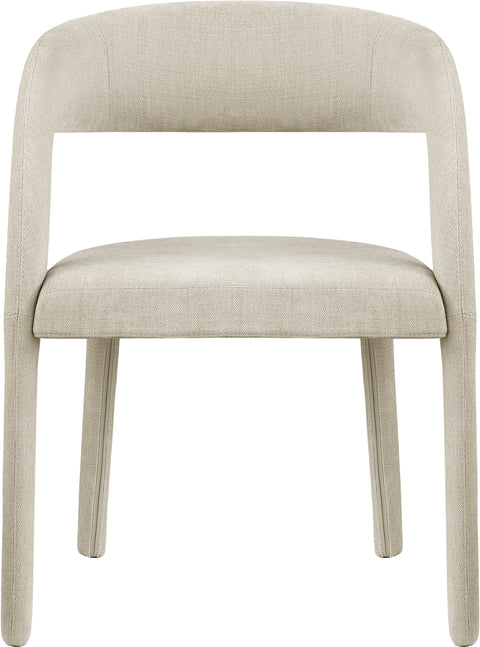 Quinn Beige Linen Textured Performance Fabric Upholstered Dining Chair, 2-Piece