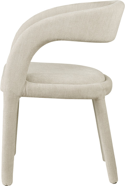 Quinn Beige Linen Textured Performance Fabric Upholstered Dining Chair, 2-Piece