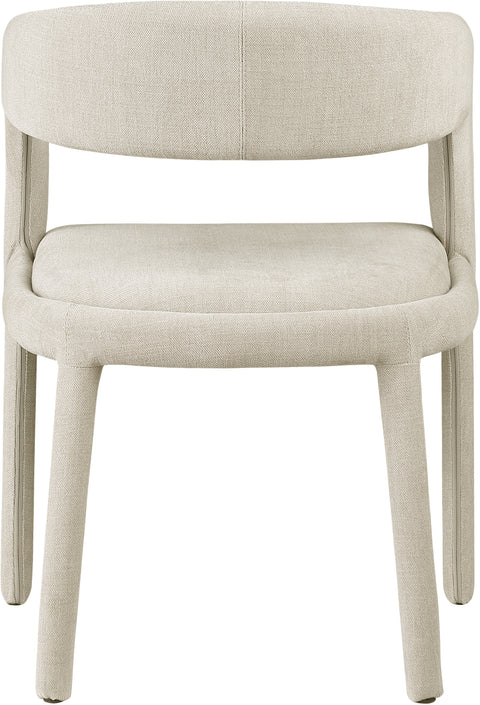 Quinn Beige Linen Textured Performance Fabric Upholstered Dining Chair, 2-Piece