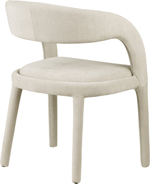 Quinn Beige Linen Textured Performance Fabric Upholstered Dining Chair, 2-Piece