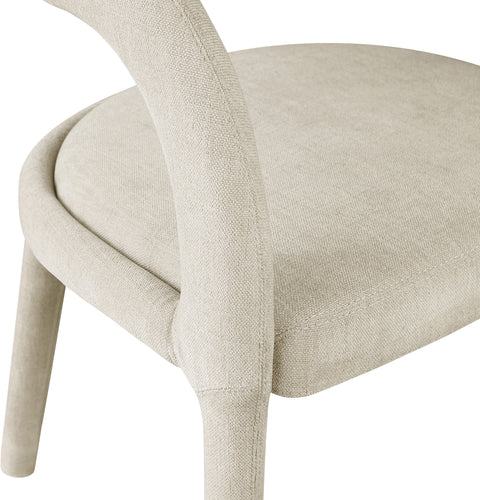 Quinn Beige Linen Textured Performance Fabric Upholstered Dining Chair, 2-Piece