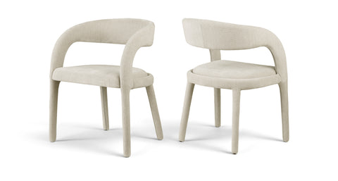Quinn Beige Linen Textured Performance Fabric Upholstered Dining Chair, 2-Piece