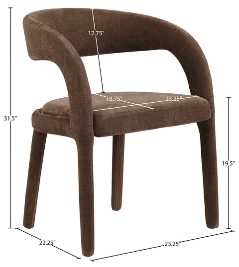 Quinn Brown Linen Textured Performance Fabric Upholstered Dining Chair, 2-Piece