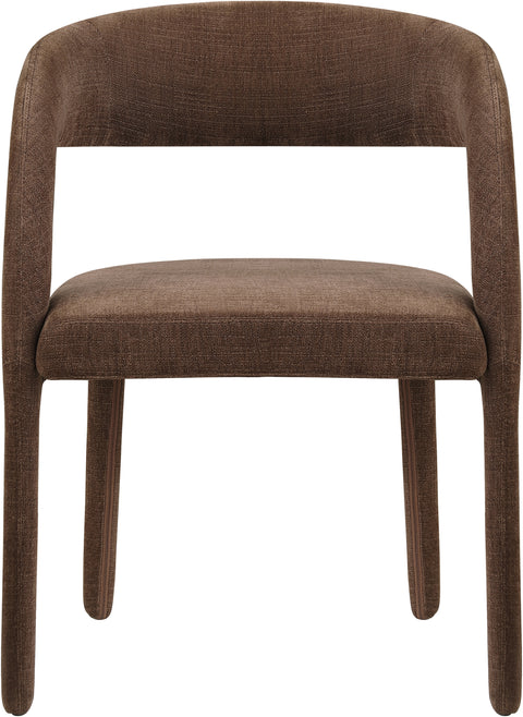 Quinn Brown Linen Textured Performance Fabric Upholstered Dining Chair, 2-Piece