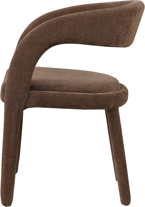 Quinn Brown Linen Textured Performance Fabric Upholstered Dining Chair, 2-Piece