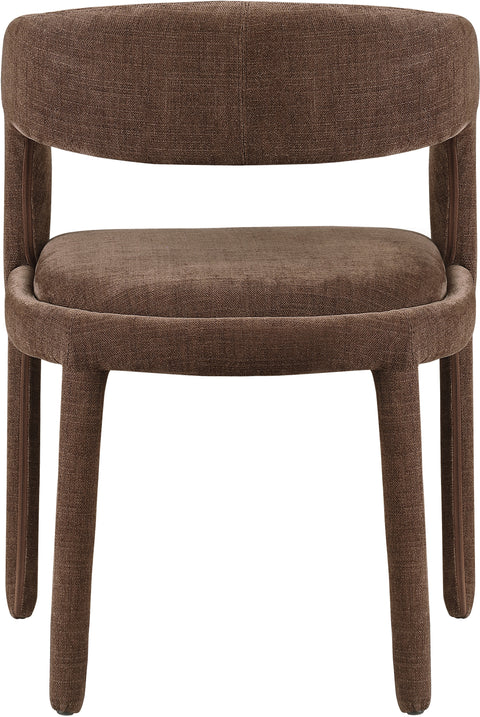 Quinn Brown Linen Textured Performance Fabric Upholstered Dining Chair, 2-Piece