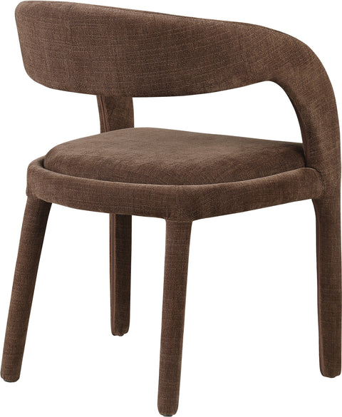 Quinn Brown Linen Textured Performance Fabric Upholstered Dining Chair, 2-Piece