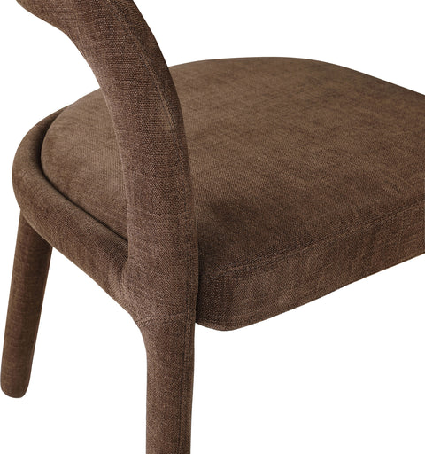 Quinn Brown Linen Textured Performance Fabric Upholstered Dining Chair, 2-Piece