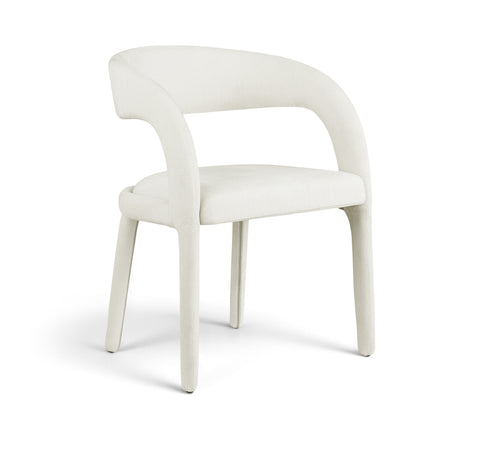 Quinn Cream Linen Textured Performance Fabric Upholstered Dining Chair, 2-Piece