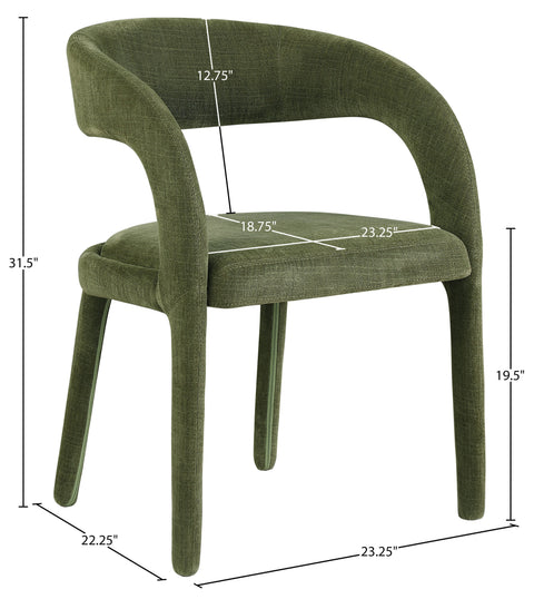 Quinn Green Linen Textured Performance Fabric Upholstered Dining Chair, 2-Piece