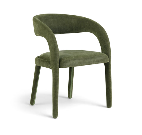 Quinn Green Linen Textured Performance Fabric Upholstered Dining Chair, 2-Piece