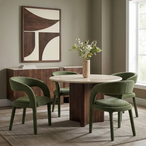 Quinn Green Linen Textured Performance Fabric Upholstered Dining Chair, 2-Piece