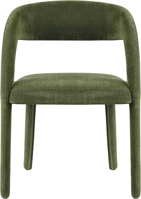 Quinn Green Linen Textured Performance Fabric Upholstered Dining Chair, 2-Piece