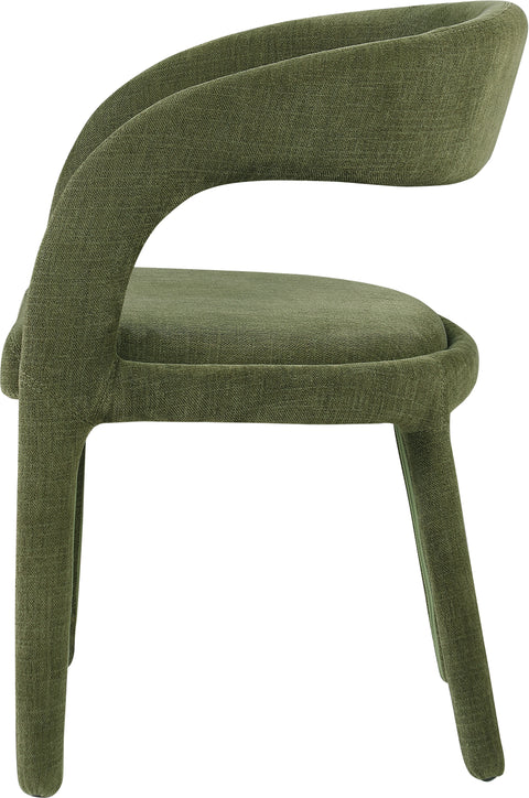 Quinn Green Linen Textured Performance Fabric Upholstered Dining Chair, 2-Piece