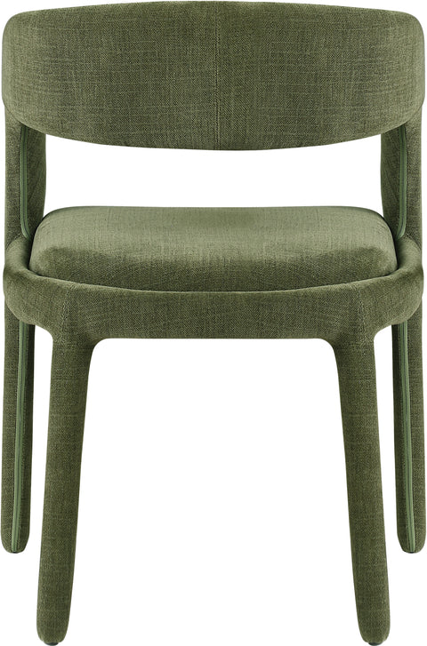Quinn Green Linen Textured Performance Fabric Upholstered Dining Chair, 2-Piece