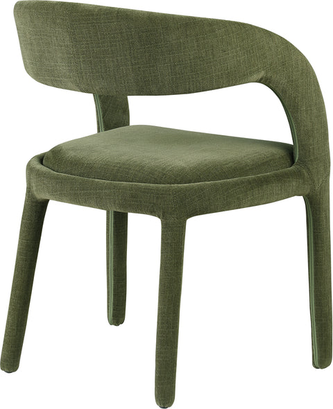 Quinn Green Linen Textured Performance Fabric Upholstered Dining Chair, 2-Piece