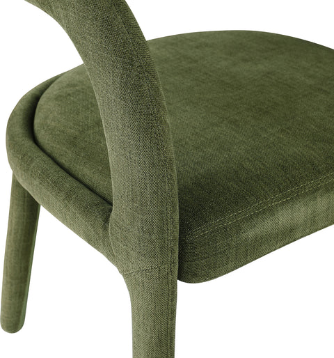 Quinn Green Linen Textured Performance Fabric Upholstered Dining Chair, 2-Piece
