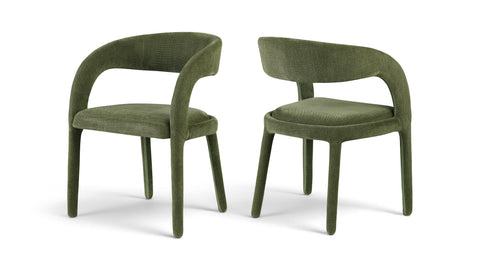 Quinn Green Linen Textured Performance Fabric Upholstered Dining Chair, 2-Piece