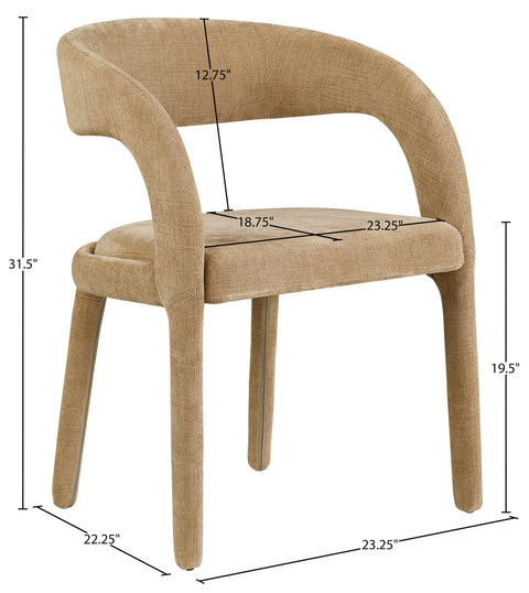 Quinn Tan Linen Textured Performance Fabric Upholstered Dining Chair, 2-Piece