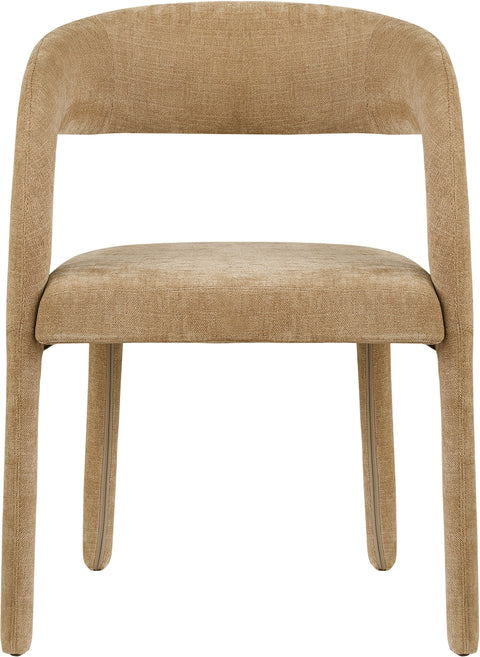 Quinn Tan Linen Textured Performance Fabric Upholstered Dining Chair, 2-Piece