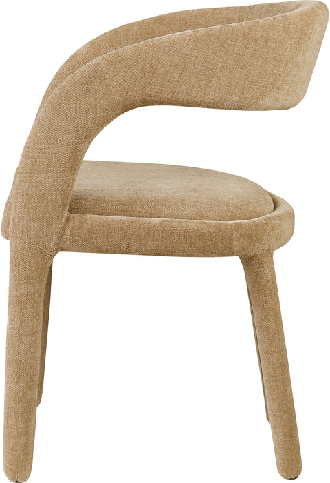 Quinn Tan Linen Textured Performance Fabric Upholstered Dining Chair, 2-Piece