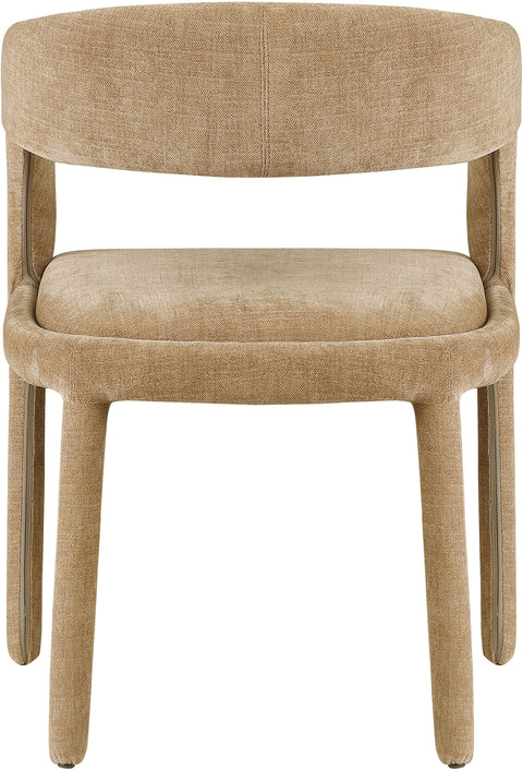 Quinn Tan Linen Textured Performance Fabric Upholstered Dining Chair, 2-Piece