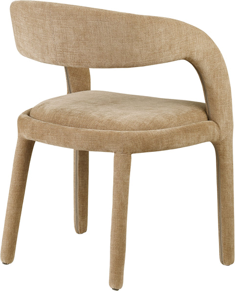 Quinn Tan Linen Textured Performance Fabric Upholstered Dining Chair, 2-Piece