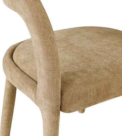 Quinn Tan Linen Textured Performance Fabric Upholstered Dining Chair, 2-Piece