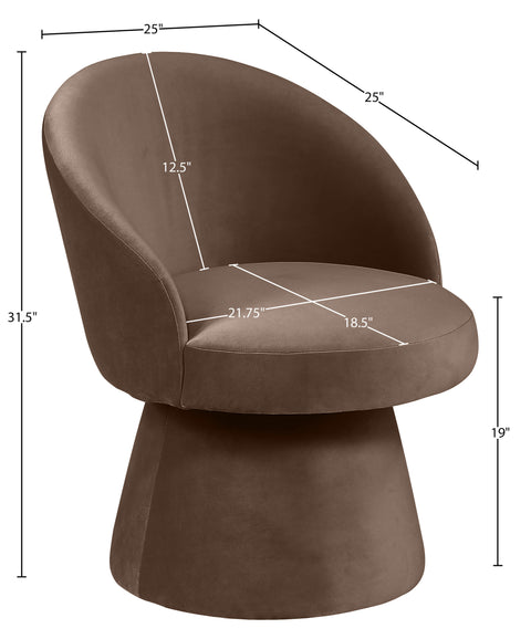 Marlow Brown Velvet Performance Fabric Upholstered Swivel Dining Chair, 1 Piece