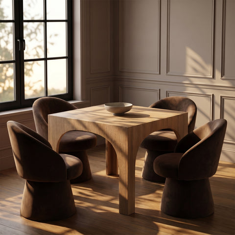 Marlow Brown Velvet Performance Fabric Upholstered Swivel Dining Chair, 1 Piece