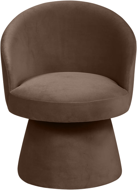 Marlow Brown Velvet Performance Fabric Upholstered Swivel Dining Chair, 1 Piece