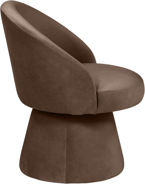 Marlow Brown Velvet Performance Fabric Upholstered Swivel Dining Chair, 1 Piece