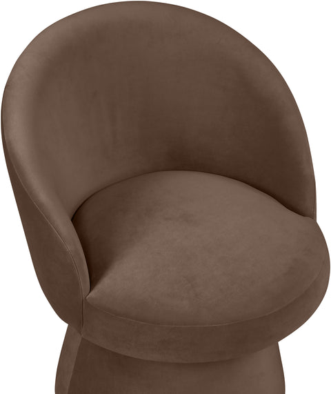 Marlow Brown Velvet Performance Fabric Upholstered Swivel Dining Chair, 1 Piece
