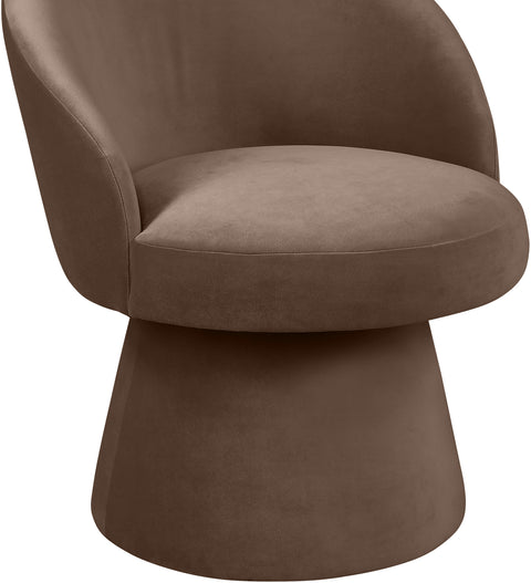 Marlow Brown Velvet Performance Fabric Upholstered Swivel Dining Chair, 1 Piece