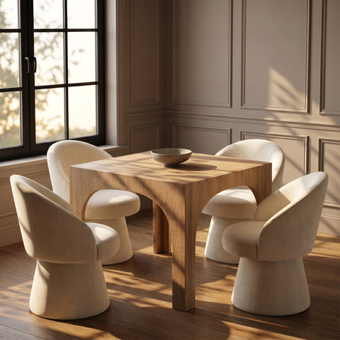 Marlow Cream Velvet Performance Fabric Upholstered Swivel Dining Chair, 1 Piece
