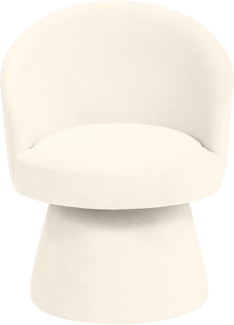 Marlow Cream Velvet Performance Fabric Upholstered Swivel Dining Chair, 1 Piece