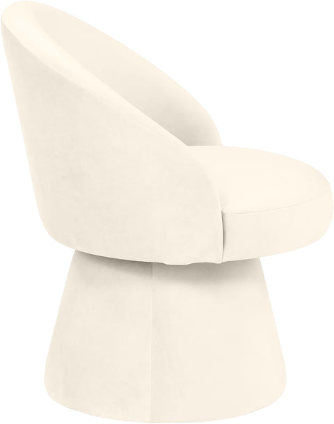 Marlow Cream Velvet Performance Fabric Upholstered Swivel Dining Chair, 1 Piece