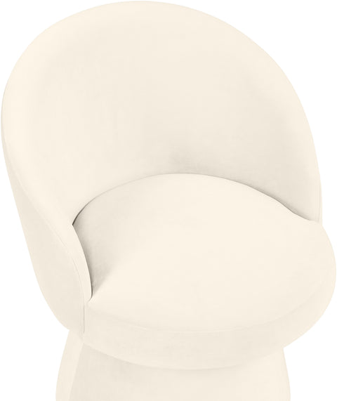 Marlow Cream Velvet Performance Fabric Upholstered Swivel Dining Chair, 1 Piece