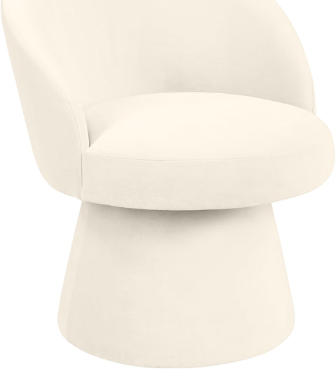 Marlow Cream Velvet Performance Fabric Upholstered Swivel Dining Chair, 1 Piece