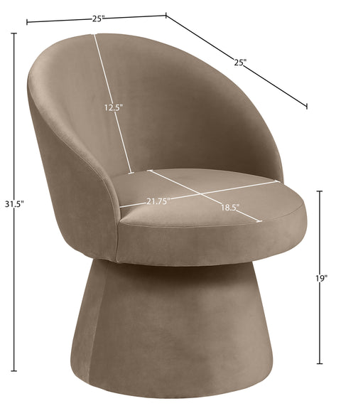 Marlow Taupe Velvet Performance Fabric Upholstered Swivel Dining Chair, 1 Piece